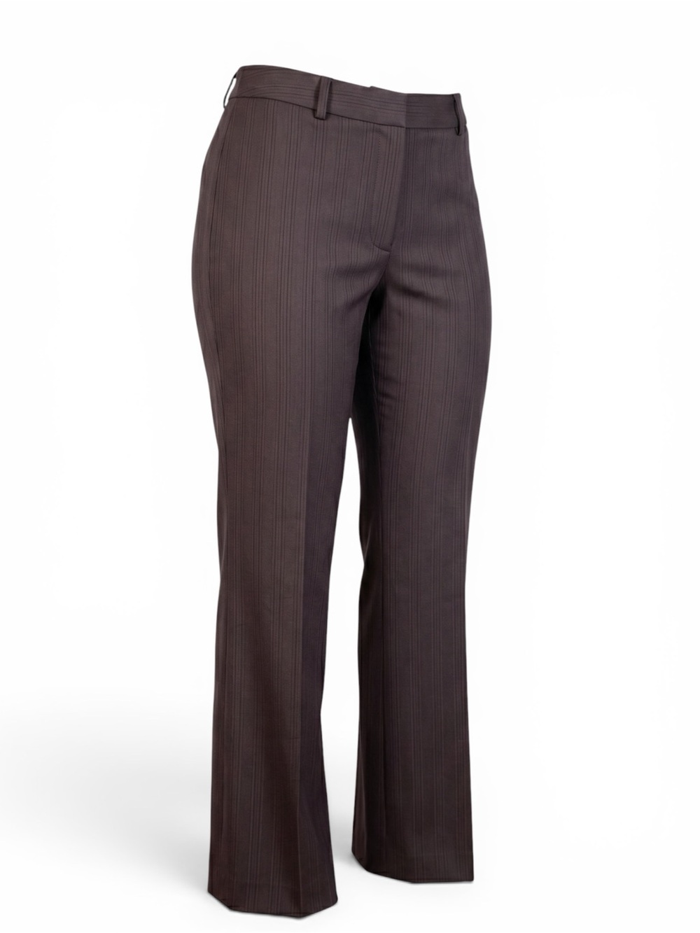 Tahari Arthur S. Levine Espresso Brown Herringbone Pinstripe Trousers Pants 6